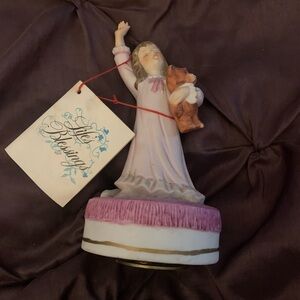 Aldon “Life’s Blessings” Porcelain Music Box Figurine - Pink and White